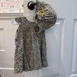 Bonpoint Multicolor Floral Dress with matching hat